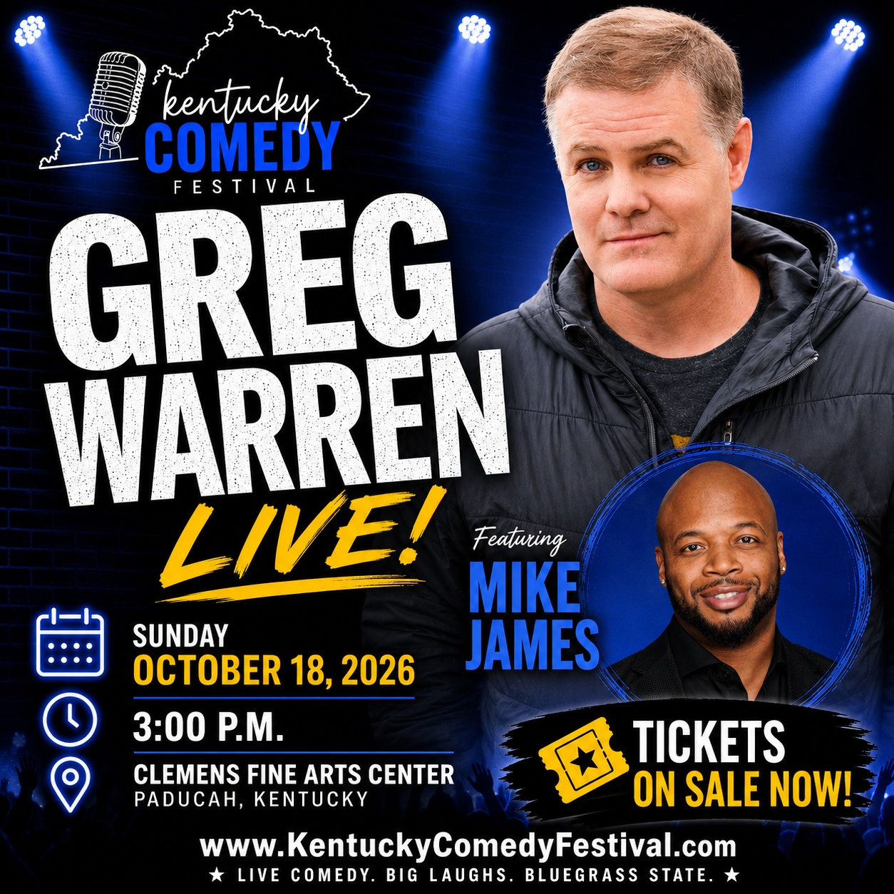 Greg Warren, featuring Mike James at the Clemens Fine Arts Center in Paducah