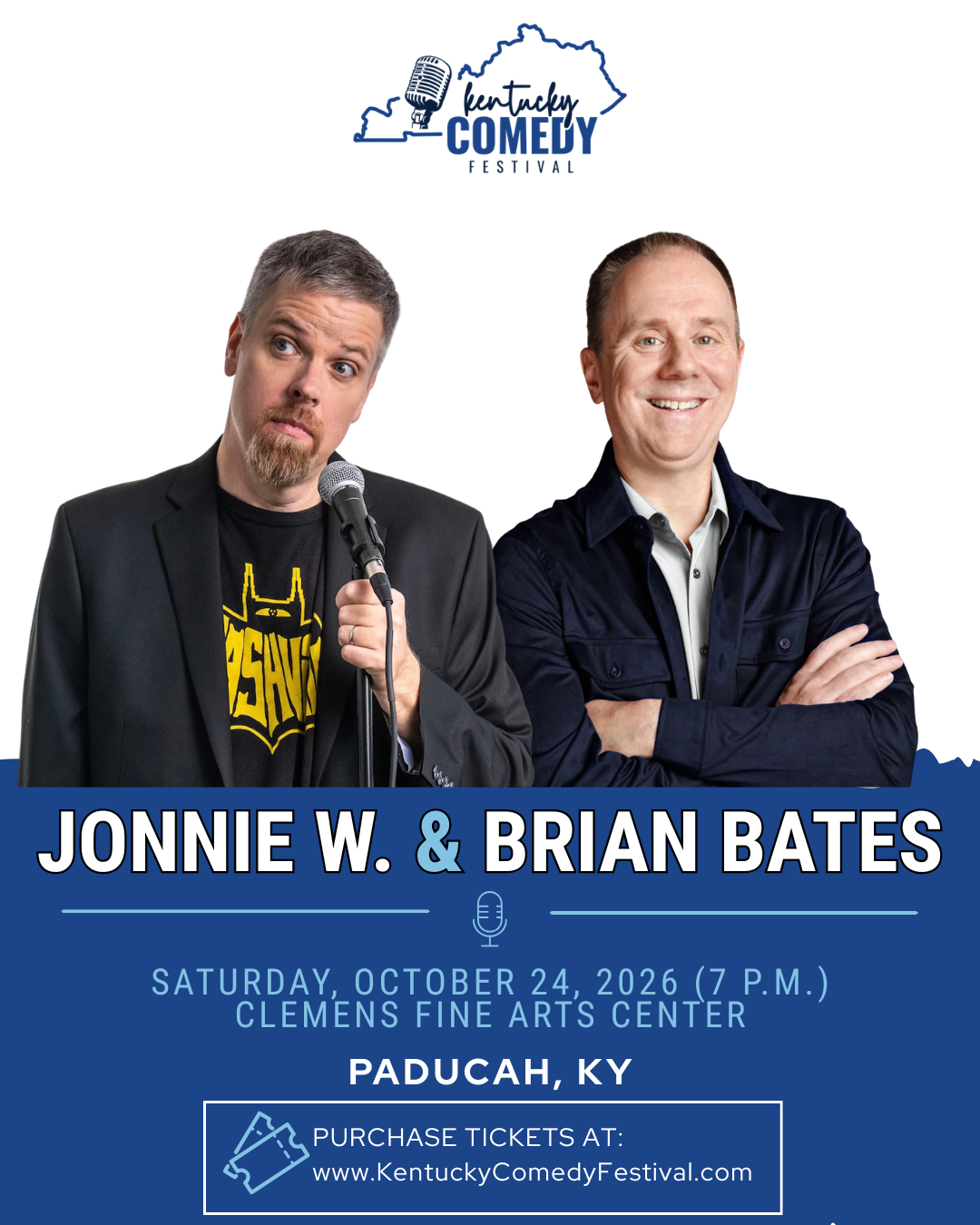 Jonnie W & Brian Bates KCF Flyer 2026 Jonnie W., featuring Brian Bates at the Clemens Fine Arts Center in Paducah